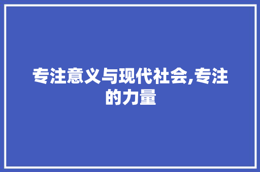 专注意义与现代社会,专注的力量