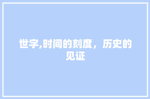 世字,时间的刻度，历史的见证