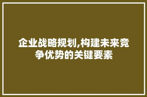 企业战略规划,构建未来竞争优势的关键要素