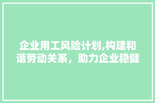 企业用工风险计划,构建和谐劳动关系，助力企业稳健发展