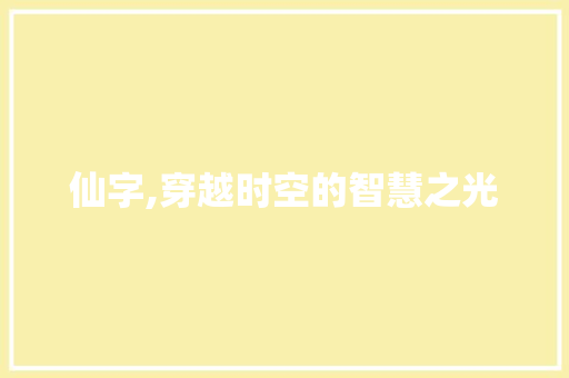仙字,穿越时空的智慧之光