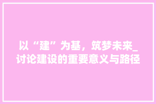 以“建”为基，筑梦未来_讨论建设的重要意义与路径