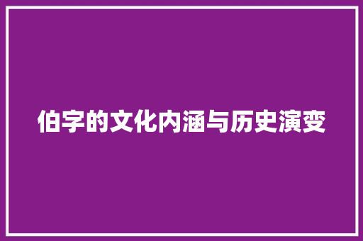 伯字的文化内涵与历史演变 工作报告