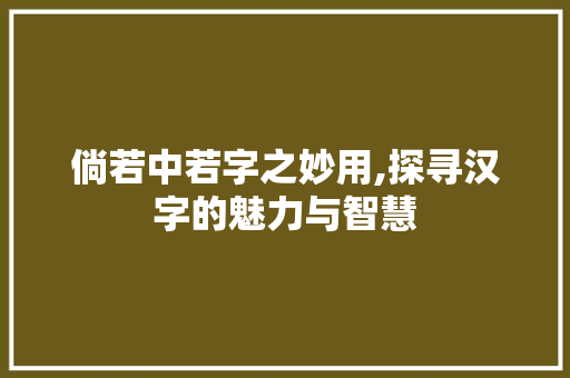 倘若中若字之妙用,探寻汉字的魅力与智慧