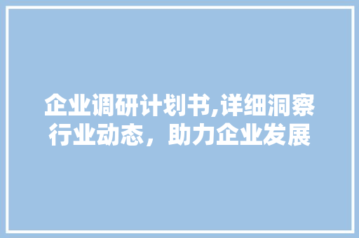 企业调研计划书,详细洞察行业动态，助力企业发展