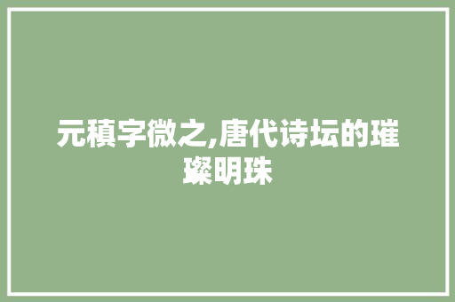 元稹字微之,唐代诗坛的璀璨明珠
