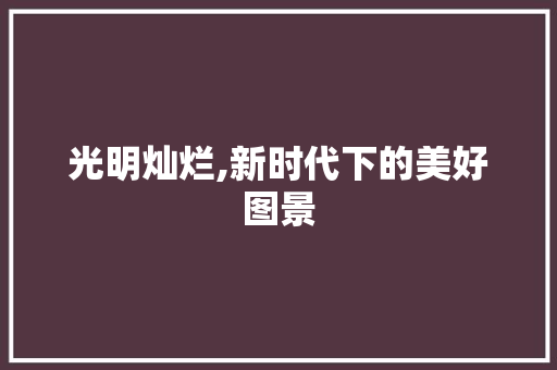 光明灿烂,新时代下的美好图景
