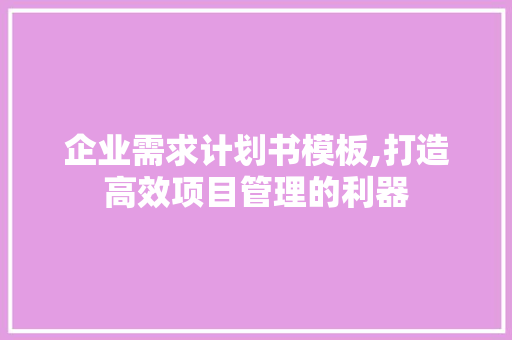 企业需求计划书模板,打造高效项目管理的利器