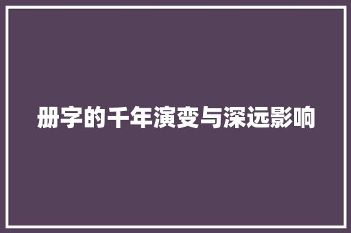 册字的千年演变与深远影响