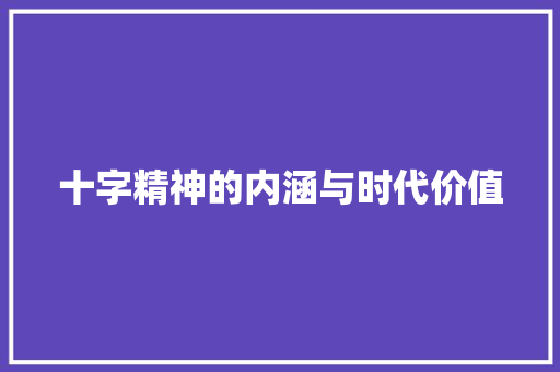 十字精神的内涵与时代价值