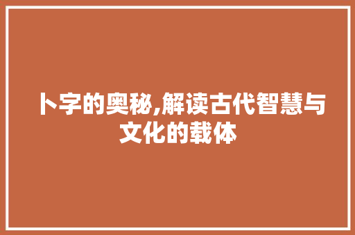 卜字的奥秘,解读古代智慧与文化的载体