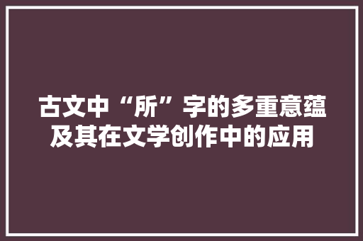 古文中“所”字的多重意蕴及其在文学创作中的应用 工作总结