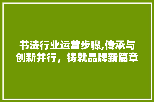书法行业运营步骤,传承与创新并行，铸就品牌新篇章