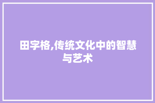 田字格,传统文化中的智慧与艺术
