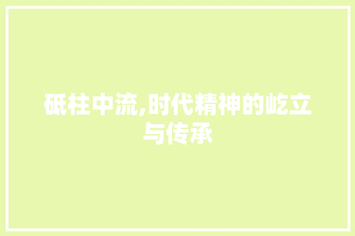 砥柱中流,时代精神的屹立与传承