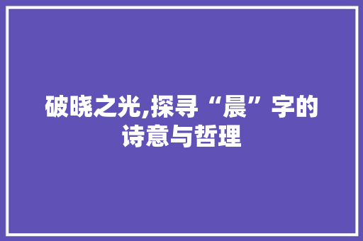 破晓之光,探寻“晨”字的诗意与哲理