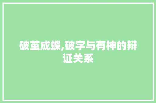 破茧成蝶,破字与有神的辩证关系