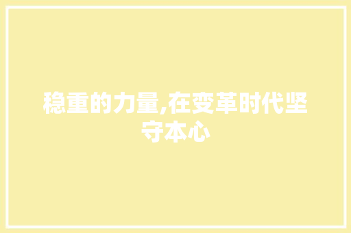 稳重的力量,在变革时代坚守本心
