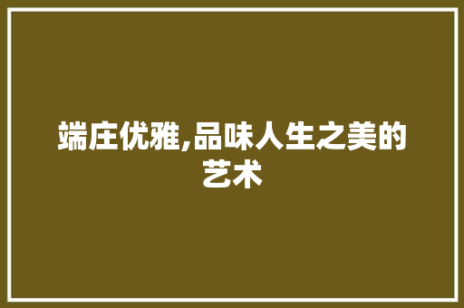 端庄优雅,品味人生之美的艺术
