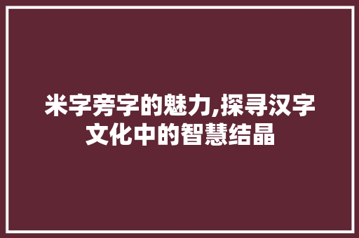 米字旁字的魅力,探寻汉字文化中的智慧结晶 生活随笔