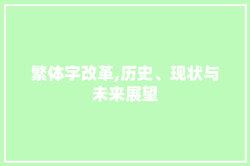 繁体字改革,历史、现状与未来展望