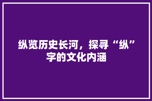 纵览历史长河，探寻“纵”字的文化内涵