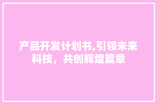 产品开发计划书,引领未来科技，共创辉煌篇章