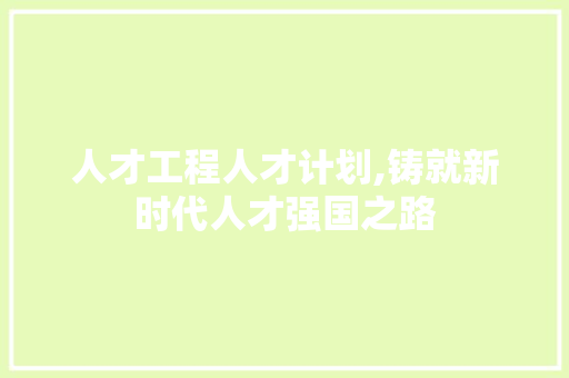 人才工程人才计划,铸就新时代人才强国之路