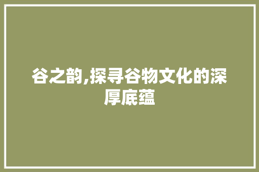 谷之韵,探寻谷物文化的深厚底蕴 工作类