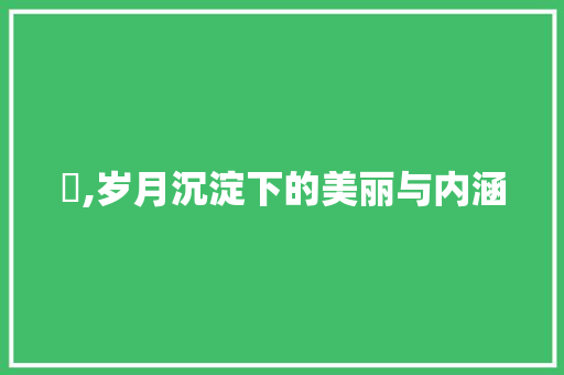 豔,岁月沉淀下的美丽与内涵