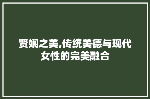 贤娴之美,传统美德与现代女性的完美融合