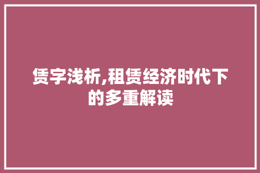赁字浅析,租赁经济时代下的多重解读