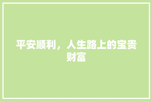 平安顺利，人生路上的宝贵财富