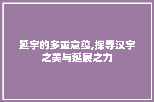 延字的多重意蕴,探寻汉字之美与延展之力
