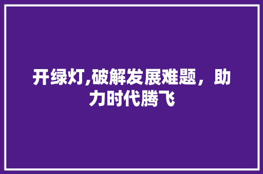 开绿灯,破解发展难题，助力时代腾飞