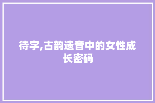 待字,古韵遗音中的女性成长密码