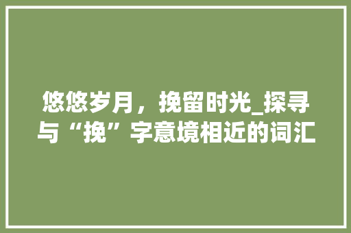 悠悠岁月，挽留时光_探寻与“挽”字意境相近的词汇及其文化内涵