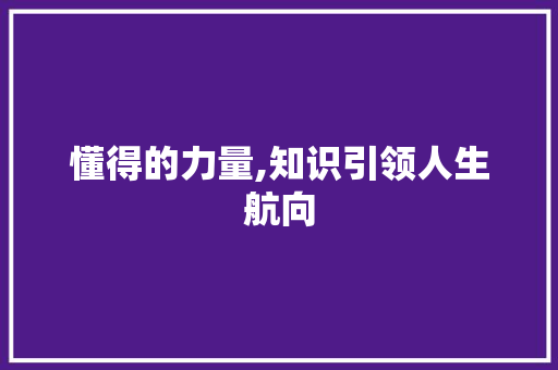 懂得的力量,知识引领人生航向