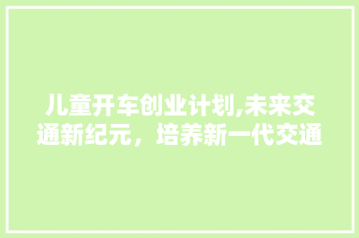 儿童开车创业计划,未来交通新纪元，培养新一代交通先锋