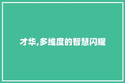 才华,多维度的智慧闪耀