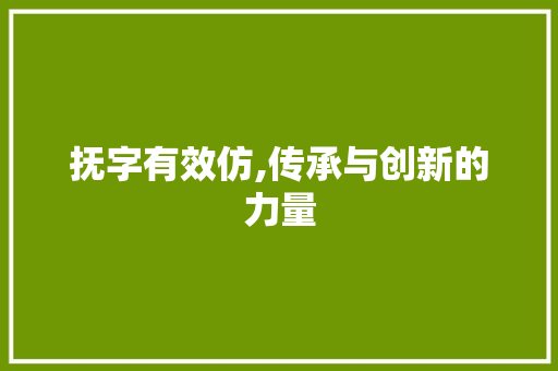 抚字有效仿,传承与创新的力量