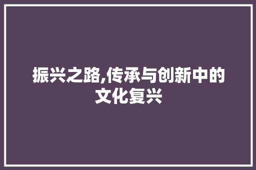 振兴之路,传承与创新中的文化复兴