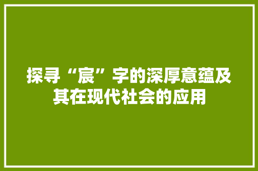 探寻“宸”字的深厚意蕴及其在现代社会的应用