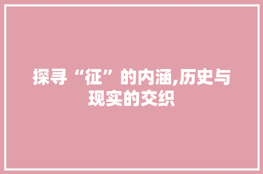 探寻“征”的内涵,历史与现实的交织