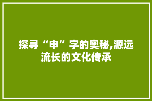 探寻“申”字的奥秘,源远流长的文化传承