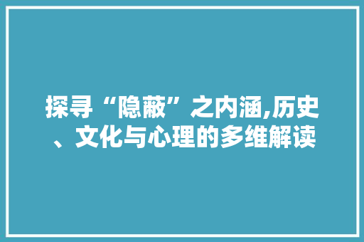 探寻“隐蔽”之内涵,历史、文化与心理的多维解读