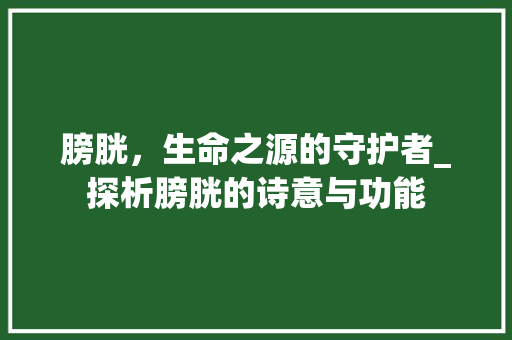 膀胱，生命之源的守护者_探析膀胱的诗意与功能 生活随笔