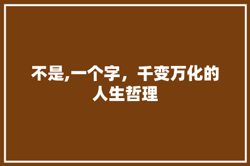 不是,一个字，千变万化的人生哲理