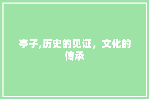 亭子,历史的见证，文化的传承