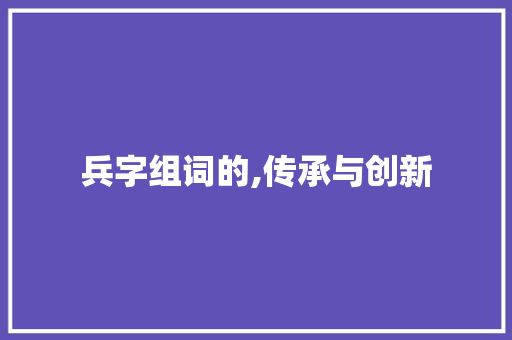 兵字组词的,传承与创新
